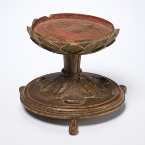 Vtg Wood Lotus Flower Acanthus Leaf Centerpiece Stand Pedestal Iris Apfel 5.5"h