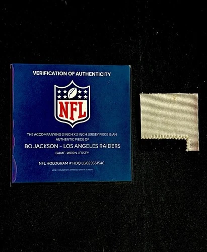 Bo Jackson Game Worn Jersey Patch 2x2 Inch NFL Certified Los Angeles Raiders