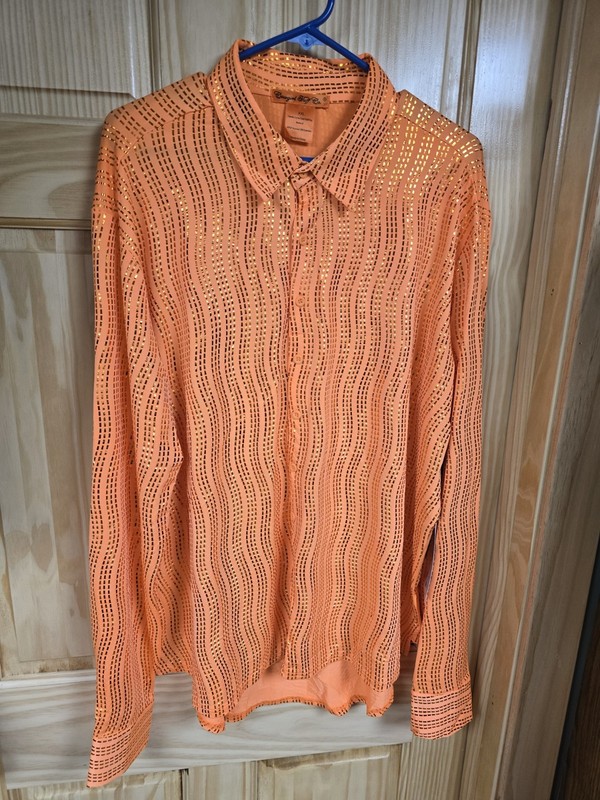 Cowgirl Tuff Long Sleeve Rodeo Shirt Shiny Tangerine XXL