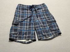 OP Ocean Pacific MENS 32/34 Cargo Swim Trunks Blue White Board Shorts Surf
