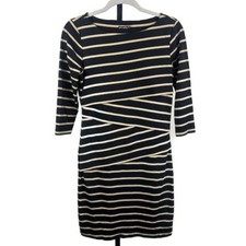 J. McLaughlin Bandage Dress Women's Size XS Black Tan Striped 3/4 Sleeve Sheath