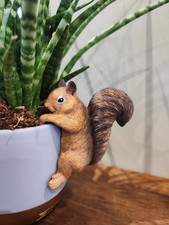 Red Squirrel Pot Hangers Buddy Patio Ornament Sculpture Figurine