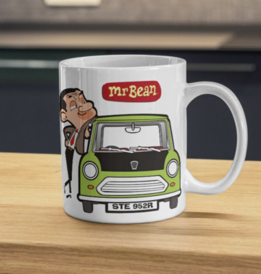 LUSTIGE ''MR BEAN'' 325ML (11OZ) GLÄNZENDE KERAMIKTASSE.