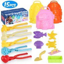 15Pcs Complete Winter Snowball Tool Kit Kids Snow Molds Outdoor Snow Beach Toys