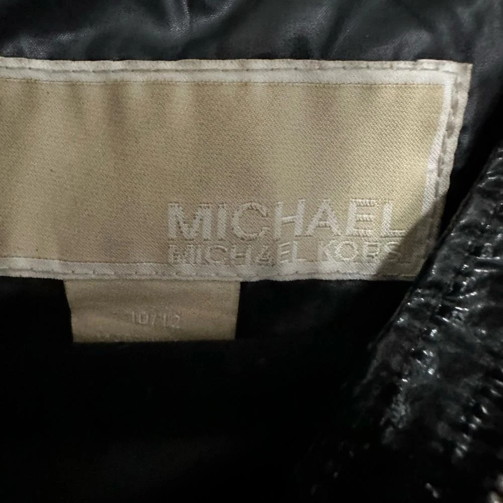 MICHAEL Michael Kors Giacca imbottita nera con cappuccio in pelliccia sintetica da stadio per ragazze taglia 10 12