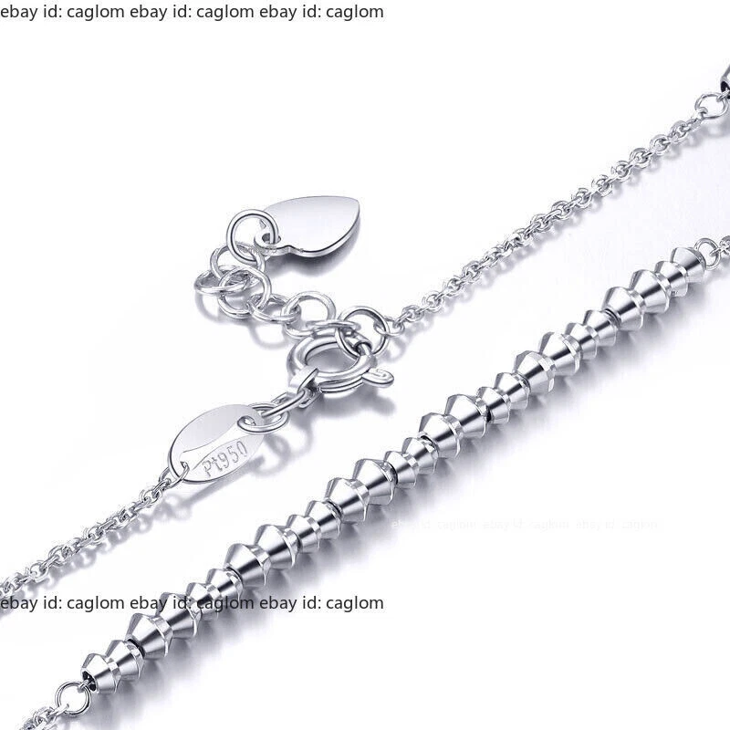 Brazalete de platino puro para mujer sólido Pt950 tallado con cuentas eslabones joyería 7 pulgadas L Foto 2 de 4
