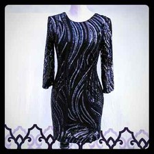 Express sequin dress black 3/4 sleeve 6 S formal