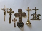 Lot 6  Antique Vintage Mixed Materials Cross Crucifix Jesus Corpus Wall Hanging