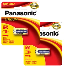 2 Pcs Panasonic123 CR123A 3V Lithium Battery Long Lasting Batteries