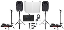 Rockville RPG152K 2 15" PA DJ Bluetooth Speakers Mics Stands Headphones Facade