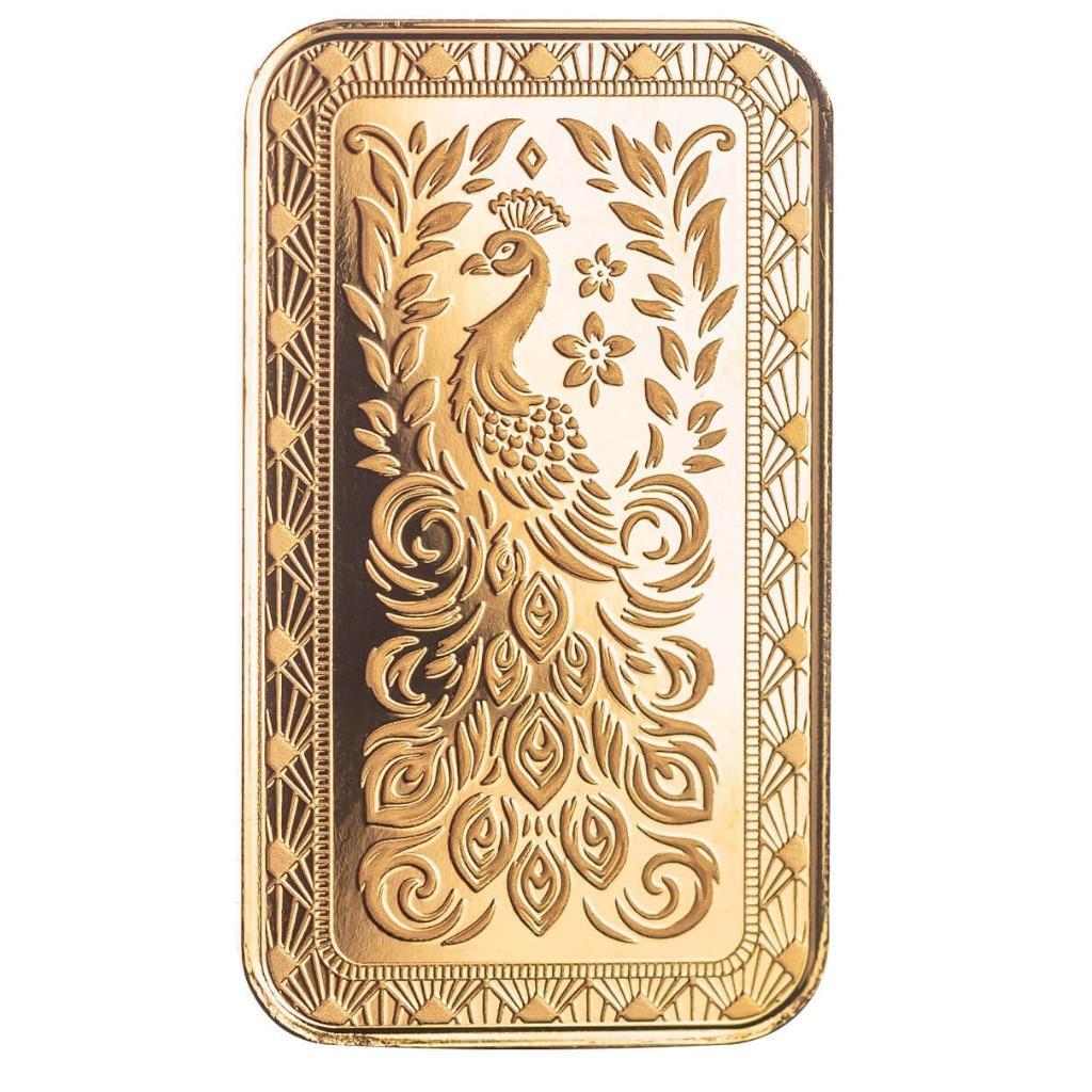 1 oz .9999 Gold Bar Scottsdale Marquee Peacock Gold Bar in Certi