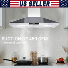 Range Hood 30 inch Stainless Steel Wall Mount Stove 3 Speed Kitchen Vent Hood