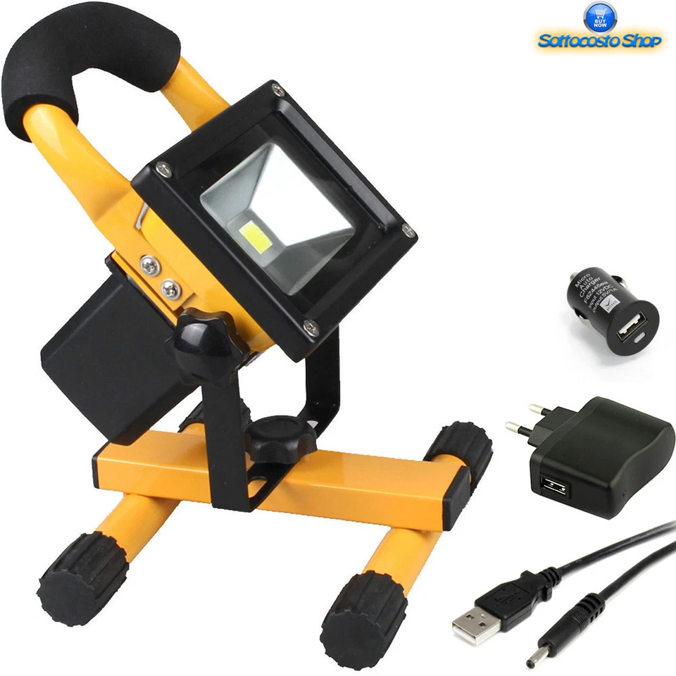 FARO DA ESTERNO RICARICABILE IN ACCIAIO DA CAMPEGGIO GIARDINO 900 LUMENS 10W LED