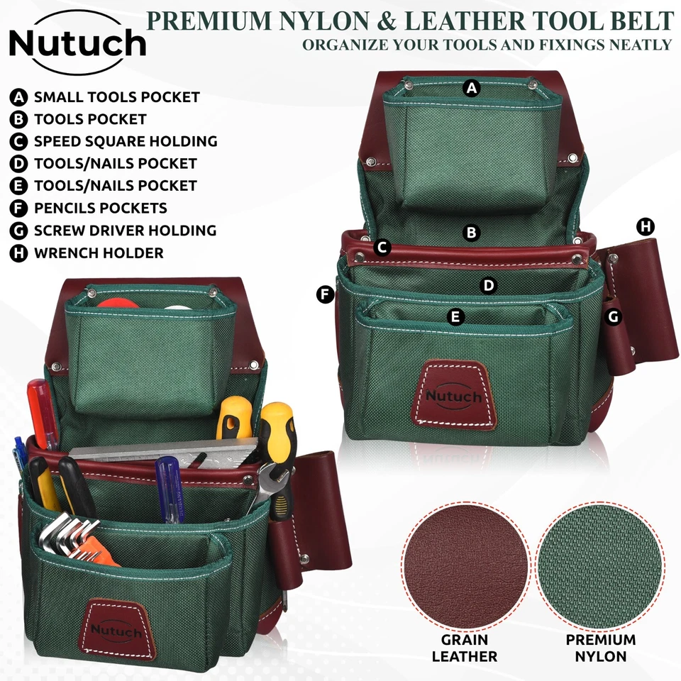 NUTUCH Nylon and Leather Tool Belt | Carpenter Tool Belts | Electrician - Image 4 of 4