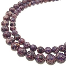 2.0mm Hole Dark Purple Sea Sediment Jasper Smooth Round 6mm 8mm 10mm 15.5" Std