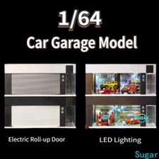 1/64 Diorama Car Garage Model Lighting Electric Roll-up Door Scene Display Model