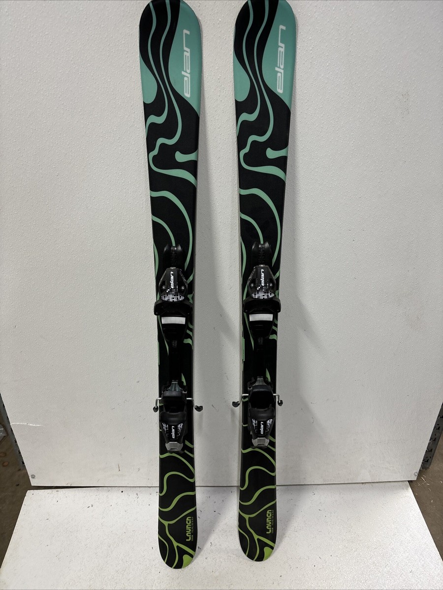 ELAN LAUNCH BLACK / GREEN / TEAL FRONT KIDS SKIS 135 CM W/ELAN 75