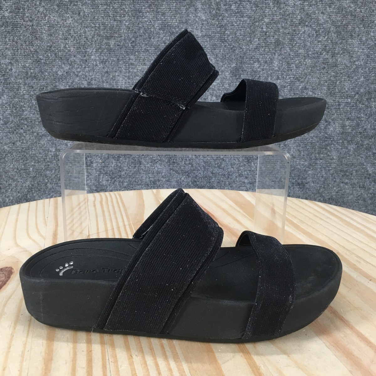 BareTraps Sandals Womens Gemini Platform Slide Black Two Strap