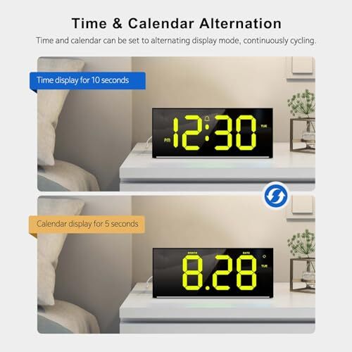 13" Alarm Clock with 12 RGB Colors Changing Remote Black-adapter Include - Picture 5 of 7