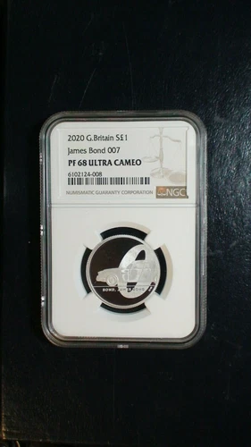 2020 Great Britain NGC PF68 UCAM 1 POUND JAMES BOND 007 .999 Silver 1/2 OZ COIN!