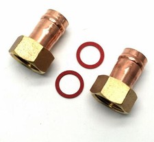 2 X 15mm X 1/2" Solder Ring Copper Straight Tap Connector (52)