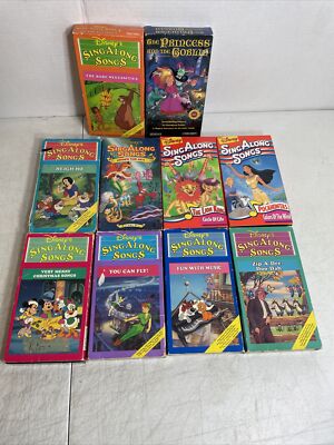 Vintage 1990s 9 Disney's Sing Along Songs Lot & 1 Princess & The