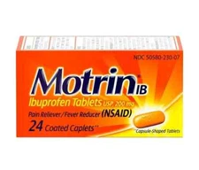 Motrin IB Ibuprofen Pain Reliever & Fever Reducer 24 Caplets 200mg 2/26