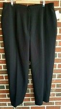 Vintage Kathie Lee Women Poplin Pants 24W Black Solid Dress Office Career New