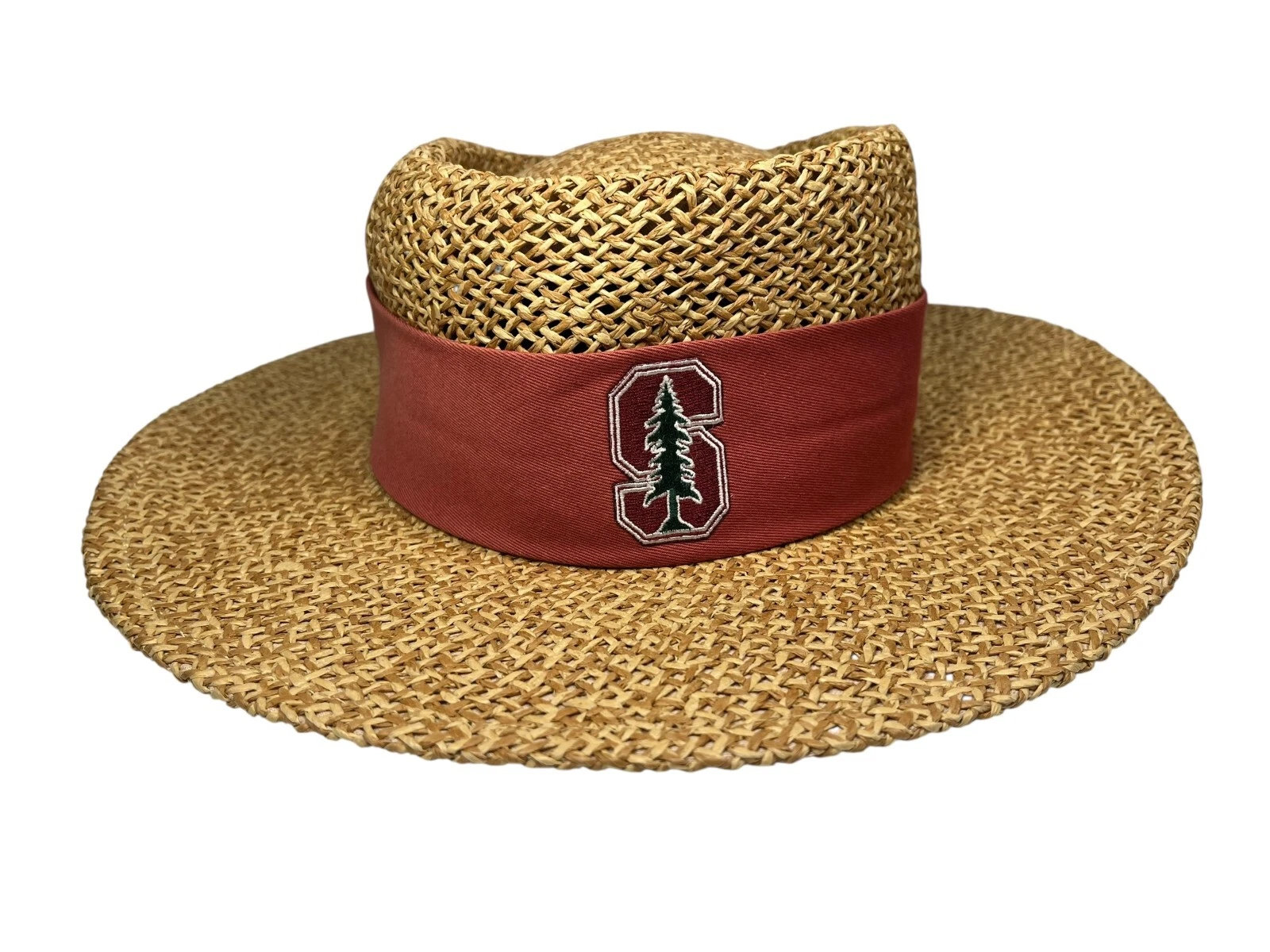 STANFORD UNIVERSITY Brown COLLLEGE GOLF STRAW HAT Wide Brim Summer Course Cap XL