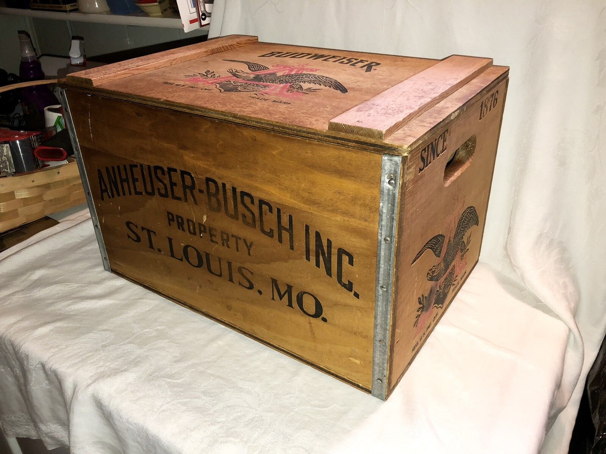 Vintage ANHEUSER BUSCH Budweiser Beer Wooden Box Crate w