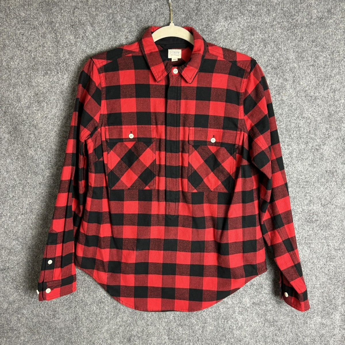 Crew Top Womens XS Red Black Buffalo Check Flannel Shirt Jacket