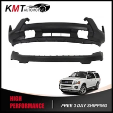 Primed Front Upper &Lower Bumper Cover Compatible with 2015-2017 Ford Expedition