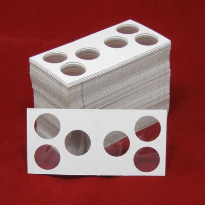 100 Cardboard 2x2 Coin Holder Mylar Flips with 3-Hole Openings for Cent / Dime