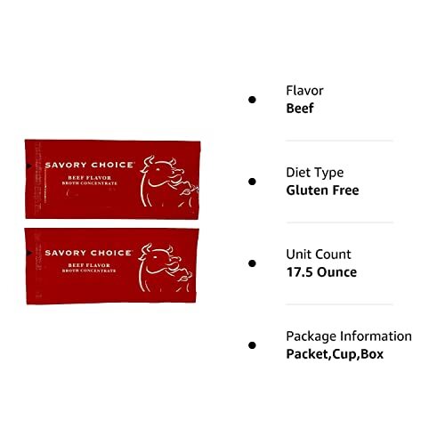 Savory Choice Reduced Sodium Beef Broth Concentrate 50 Stick Packs 9.6g