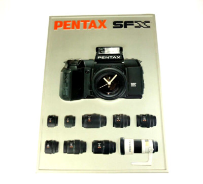 ASAHI PENTAX SFX  Werbeschild mit UHR plastisch Reklame Werbung 61x44cm jd007