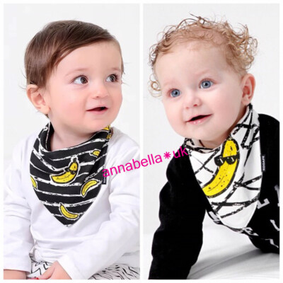 Baby Bibs Banana Yellow Black Bandana Girl Boy Cotton 2Ps Wrap