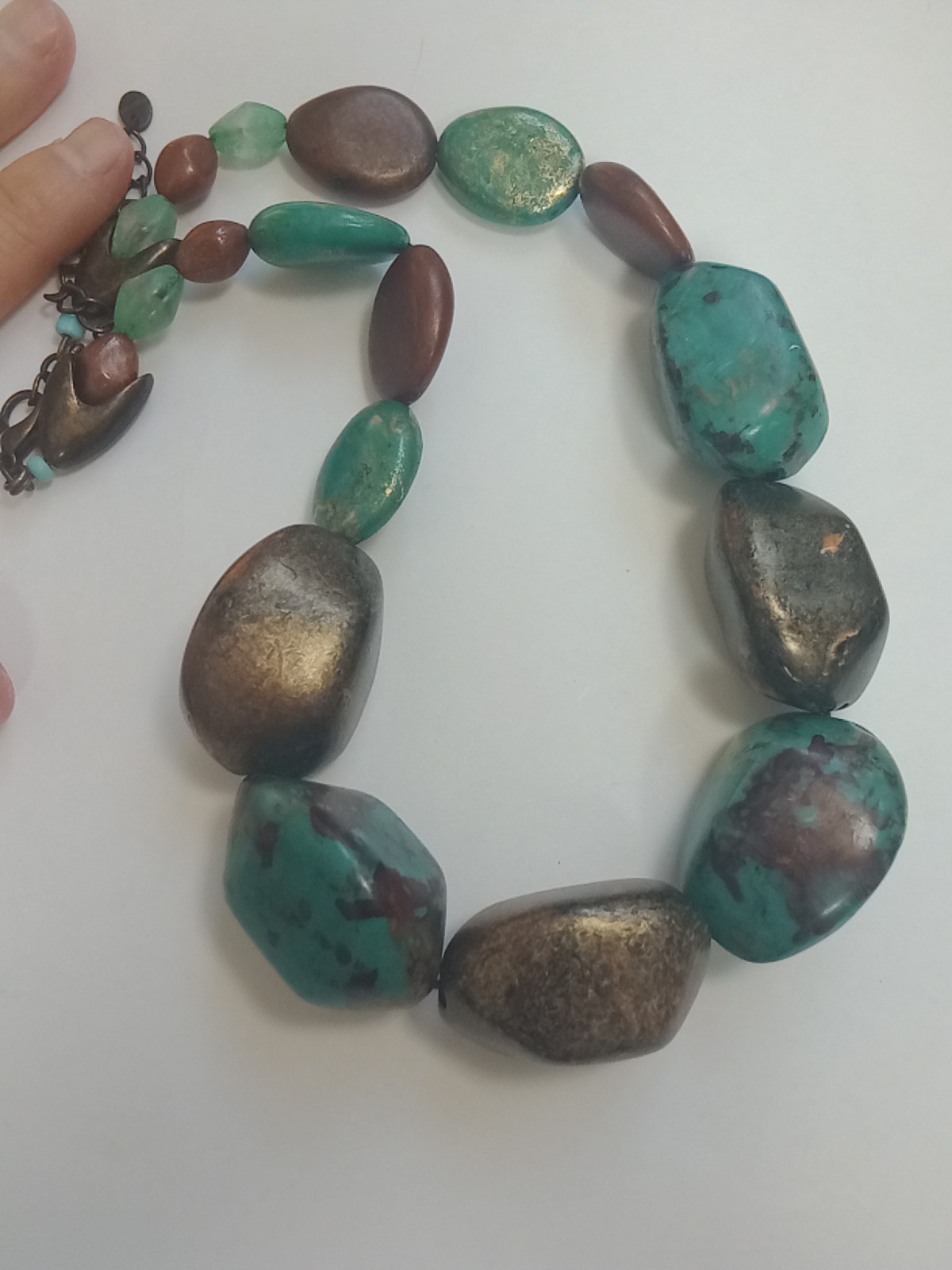 Large Bead Statement Necklace Antique Bronze W/ T… - image 4