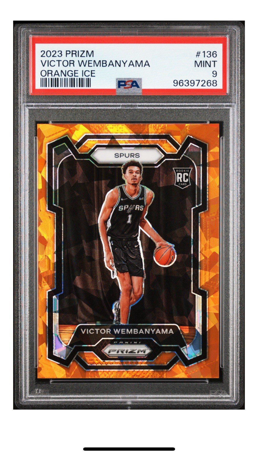 2023-24 Panini Prizm - Victor Wembanyama #136 Orange Ice PSA 9 SP