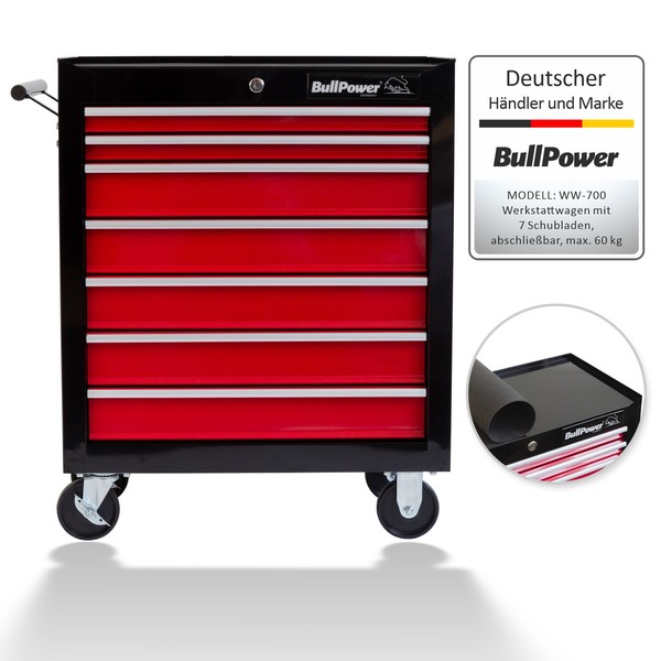 BullPower Werkstattwagen Werkzeugwagen Rollwagen Werkzeugkiste Toolbox 7 FäCher-image