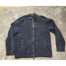 Banana Republic Sweater Mens Blue Full Zip Cardigan Supima Cotton Ribbed