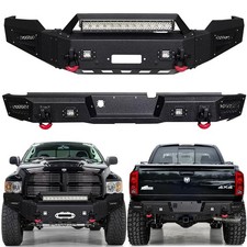 Vijay For 2002-2005 Dodge Ram 1500 Steel Frontrear Bumper Wwinch Platelights