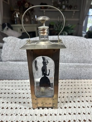 Vtg Music Box Whiskey Decanter Brass Glass MCM How Dry I Am Home Bar Decor 11''