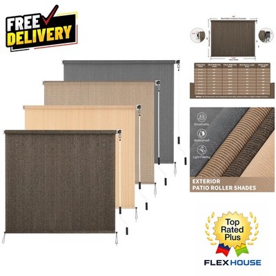 Elegant 10' W x 8' L Cordless Outdoor Roller Shades - Privacy & UV Shield