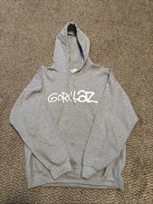 Gorillaz Hot Topic Exclusive White  Grey Logo Hoodie Merch - Large