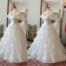 Romantic Vintage Wedding Dresses Off The Shoulder Ruffle Victorian Bridal Gown