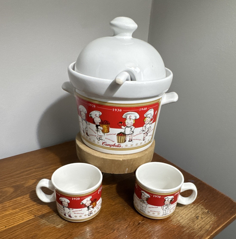 Campbell's Ceramic Lidded Soup Tureen w/ Handles Round Glossy Novelty Ad