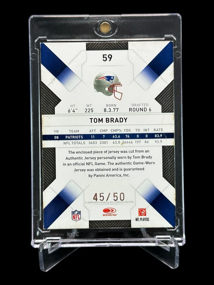 2009 Donruss Threads TOM BRADY /50 GAME WORN 4 Color JERSEY Patch🔥ULTRA RARE🔥 - Image 2 of 4