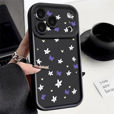 Schlanke Silikon Schmetterlingsmotiv für iPhone 16 17 Pro Max 17E 16E 15 14 13