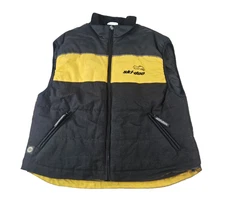 Vtg Ski-Doo Bombardierl Vest Men Large Black Yellow Snowmobiling Full Zip Flaw