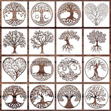 16 Pack Tree of Life Stencils, 6 x 6 Inch Reusable Painting Templates